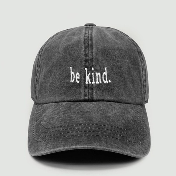 Accessories - SOLD OUT Be Kind Black Mineral Wash Embroidered Baseball Hat Women's Casual Cap